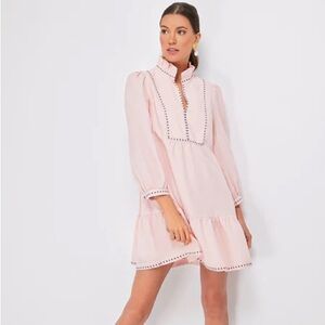 Tuckernuck Pink Long Sleeve Dress with Embroidered Trim